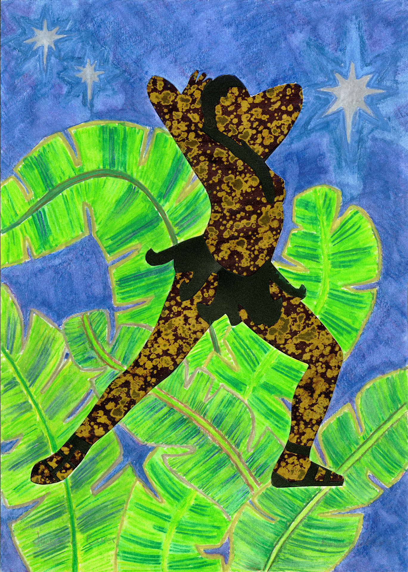 Josephine Baker - painted sky and matooke leaves